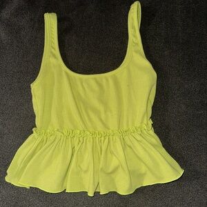 Forever 21 Yellow Ruched Peplum Tank Top